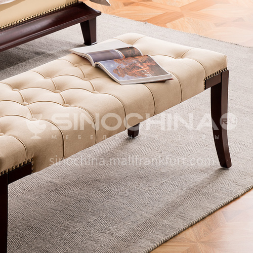 BJ-M105- North European and American style, solid wood feet, high-quality fabric, sponge cushion, American bed foot chair